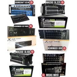 Behringer X32, Midas M32 LIVE, Yamaha MGX, Soundcraft Ui24R, PreSonus StudioLive 32SC, Allen & Heath CQ-18T,